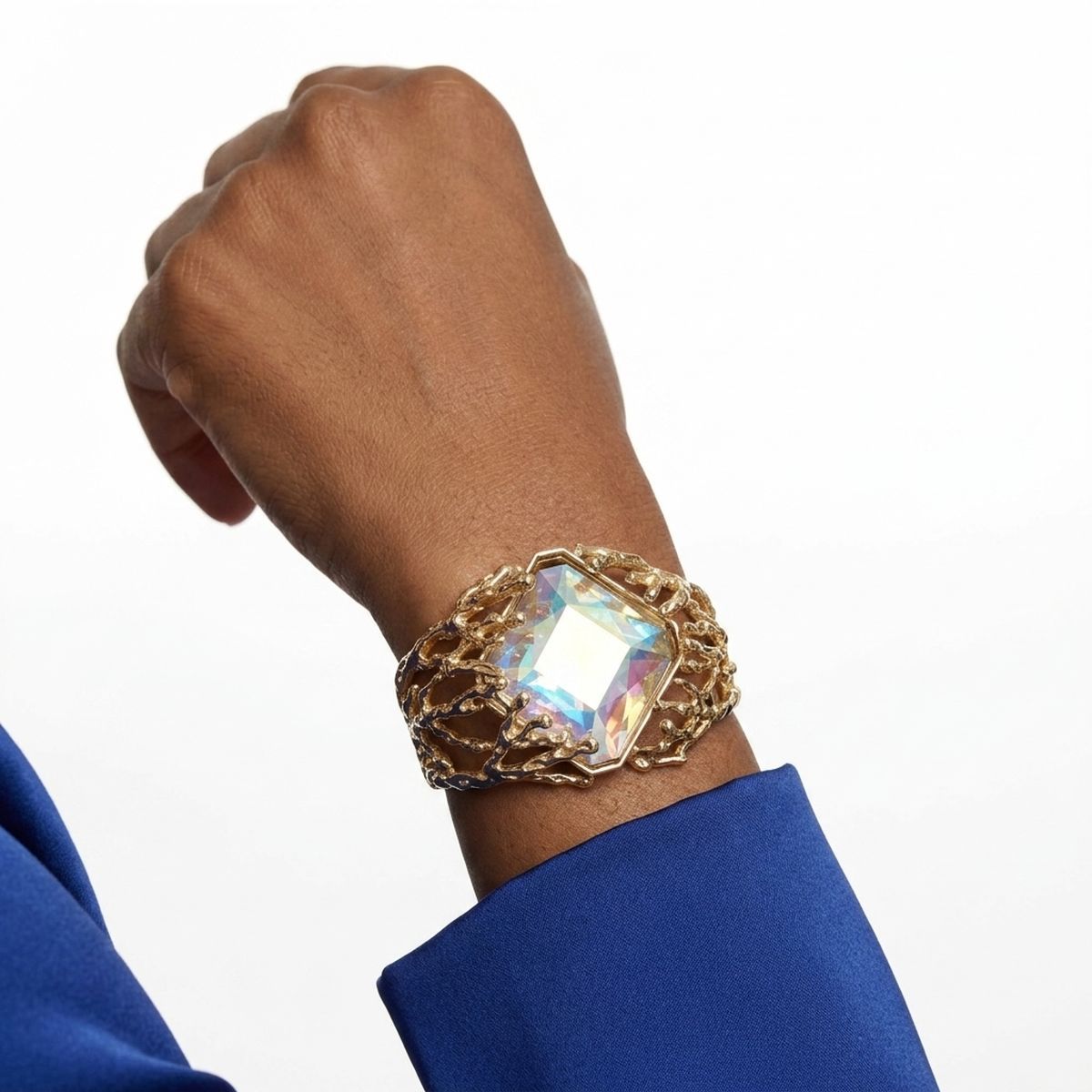 Cuff Aurbo Diamond Crystal Gold Coral Bracelet