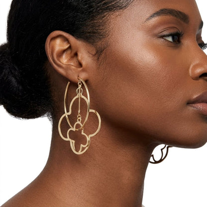 Hoop Gold Interconnected Quatrefoil Earrings